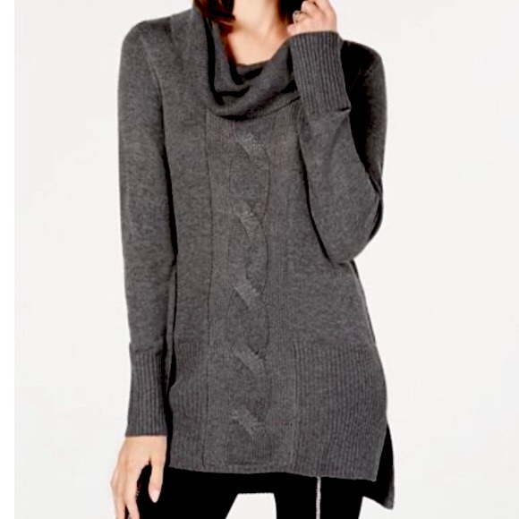 INC International Concepts Sweaters - INC GRAY CABLE TUNIC